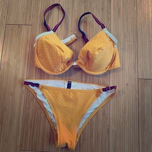 Tommy Hilfiger Yellow And White Polka Dot Bikini